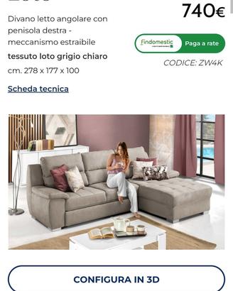 Divano letto con penisola