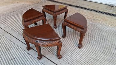 Sgabelli tavolino angolare con piedini a zampa