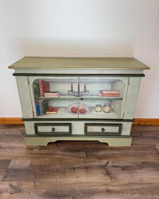 CREDENZA DECORATA IN LEGNO MASSELLO