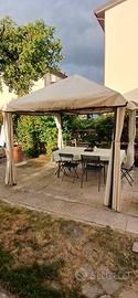 Gazebo ferro nero tenda bianca ecru