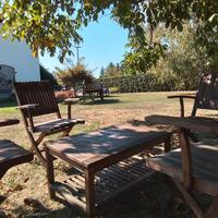 set di 4 poltroncine più tavolino in legno