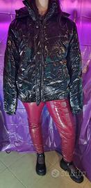 Piumino lucido PVC vinile latex nero XXL