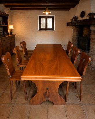 TAVOLO E SEDIE IN LEGNO MASSELLO
