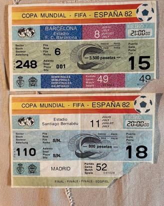Biglietti finale e semifinale mondiali calcio 1982