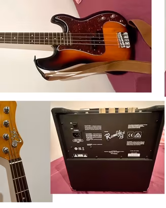 Basso elettrico nuovo Eko e amplificatore Fender