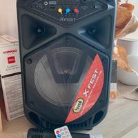 Cassa amplificata MP3, microfono x karaoke, ruote.