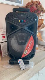 Cassa amplificata MP3, microfono x karaoke, ruote.