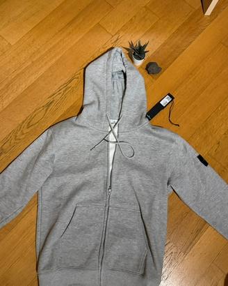 Felpa Stone Island grigia con cappuccio e zip