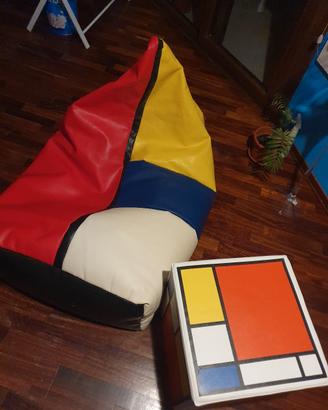Pouf orologio cubo Piet Mondrian