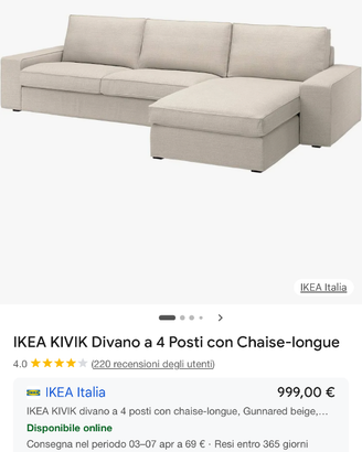 Divano 4 posti più chaise-longue