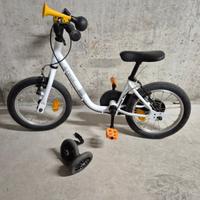 Bici bambino 3-5 anni bianca 14" con rotelle