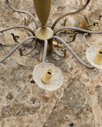 lampadario anni 60/70 con pendoli in cristallo 