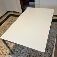 Tavolo da pranzo rettangolare vetro bianco 