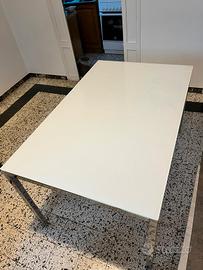 Tavolo da pranzo rettangolare vetro bianco 