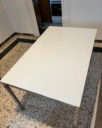 Tavolo da pranzo rettangolare vetro bianco 