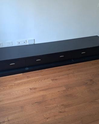 Mobile porta TV basso in vero legno - Nero