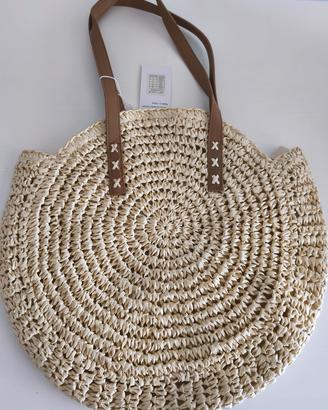 borsa in paglia da spiaggia capiente 