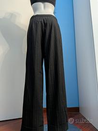 Pantalone gessato donna Superior 44 gamba larga