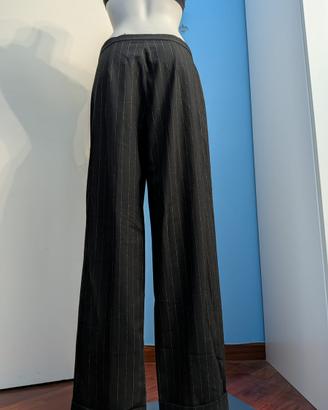 Pantalone gessato donna Superior 44 gamba larga