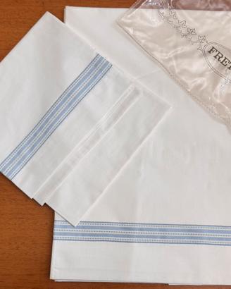 Set Lenzuolo + Federa Frette bianco/azz