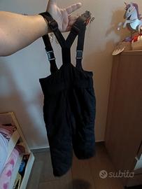 Tuta da sci a salopette 7 anni 122 cm unisex nero