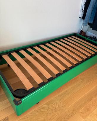 letto singolo con testata contenitore