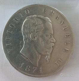 5 lire del Re Vittorio Emanuele II  ARGENTO