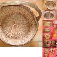 Cesto sardo grande in canne e vimini, ed altri