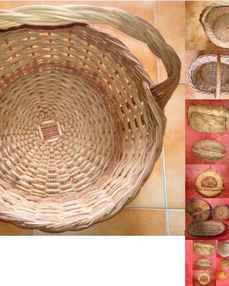 Cesto sardo grande in canne e vimini, ed altri