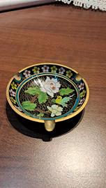 Posacenere vintage in metallo smaltato cloisonné