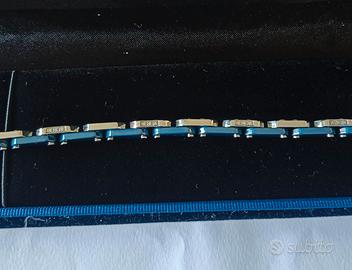 Bracciale uomo ceramica blu e diamantini