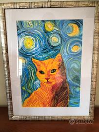 quadro 36x46 gatto 