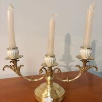 Candelabro Vintage 3 Fiamme – lega e Ceramica
