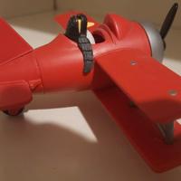 Aereo biplano con pilota pinguino
