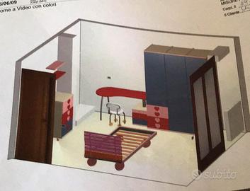 cameretta letto singolo, armadio 3 ante, settimino