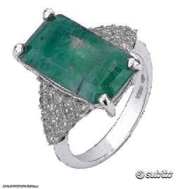 ANELLO ORO 18kt. DIAMANTI E GRANDE SMERALDO 7,48