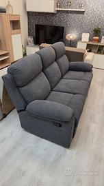 Divano recliner 3 posti grigio