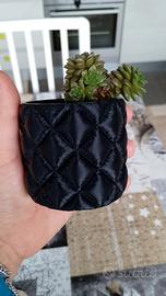 Vasetto decorativo nero effetto trapuntato 3D 