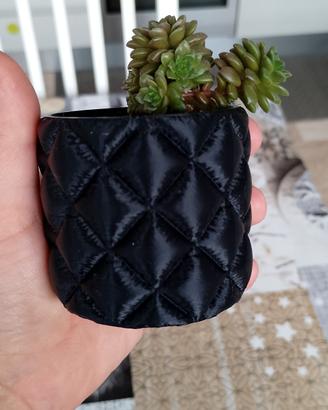 Vasetto decorativo nero effetto trapuntato 3D 