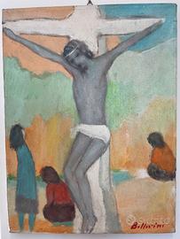 F. BELLORINI - CRISTO SULLA STRADA - OLIO SU TELA