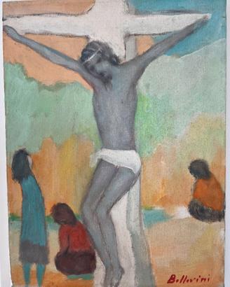 F. BELLORINI - CRISTO SULLA STRADA - OLIO SU TELA