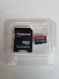 Scheda Micro SD con adattatore Transcend 64GB