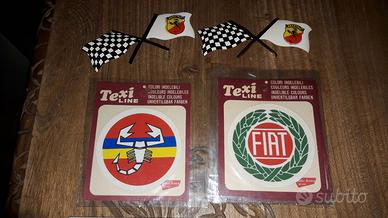 2 Toppe in tessuto Abarth e Fiat + adesivo anni 70