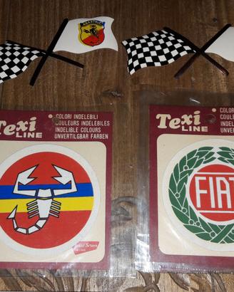 2 Toppe in tessuto Abarth e Fiat + adesivo anni 70