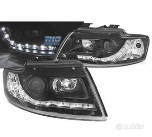 FARI AUDI A4 B6 00-04 LUCE DIURNA A LED FONDO NERO