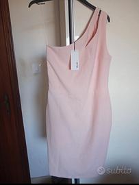 Vestito monospalla rosa nuovo con cartellino 