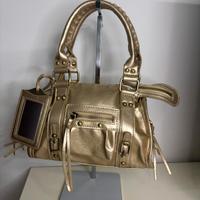 borsa tracolla con specchietto colore oro