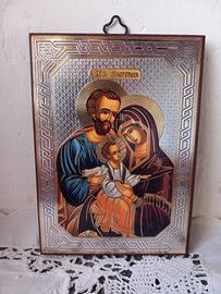 Icona Sacra Famiglia Artigianali-Argento e oro su.