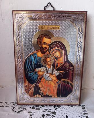 Icona Sacra Famiglia Artigianali-Argento e oro su.