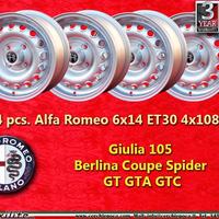 4 Cerchi Alfa Romeo 6x14 ET30 Giulia GT GTA TUV